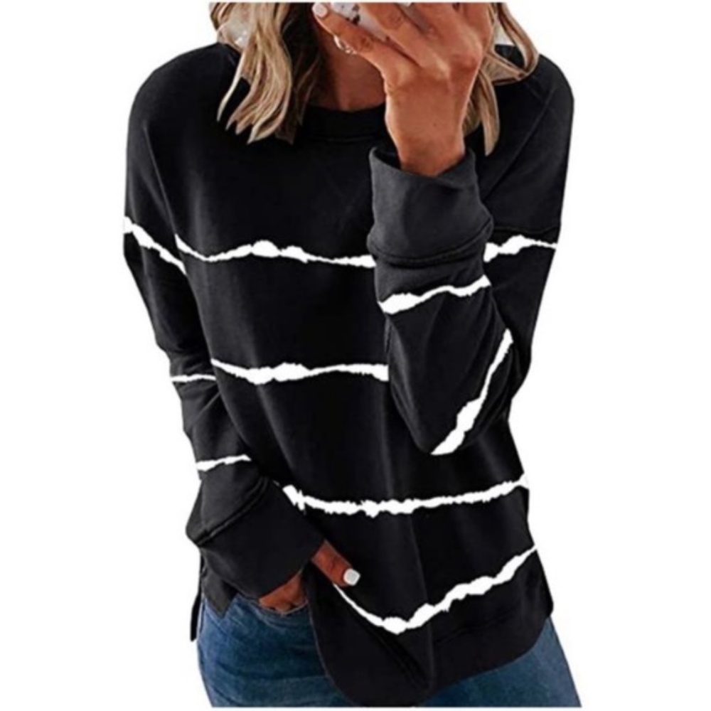 Striped long sleeve knit top - White mix - Picture 2 of 3